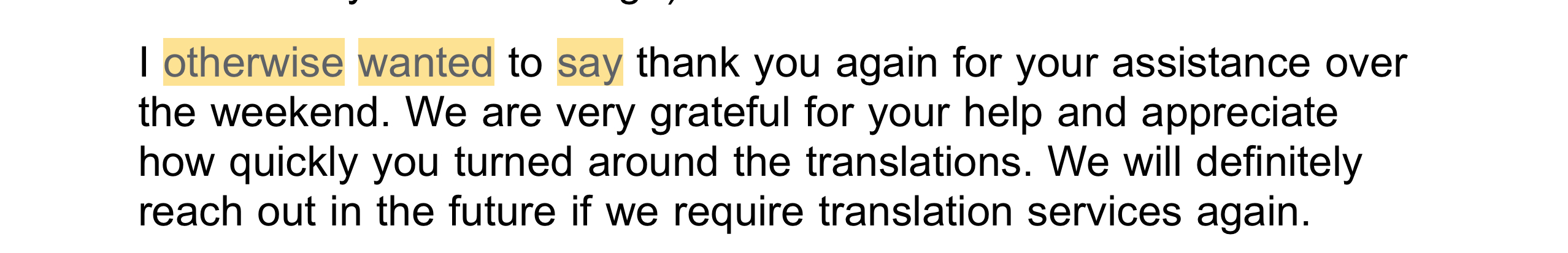 Client testimonial message 8